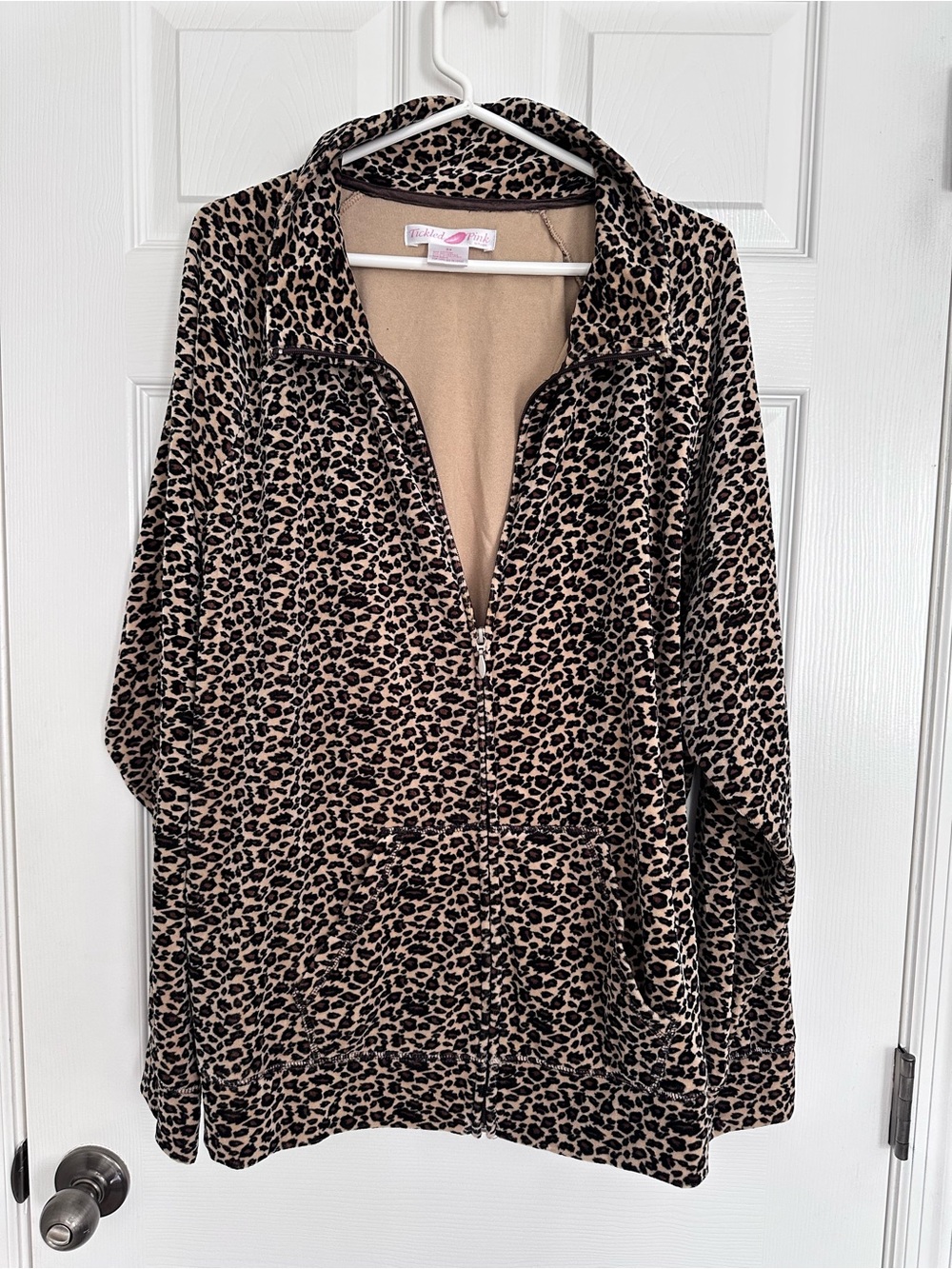 Leopard Print Zip-Front Jacket - Beige/Black